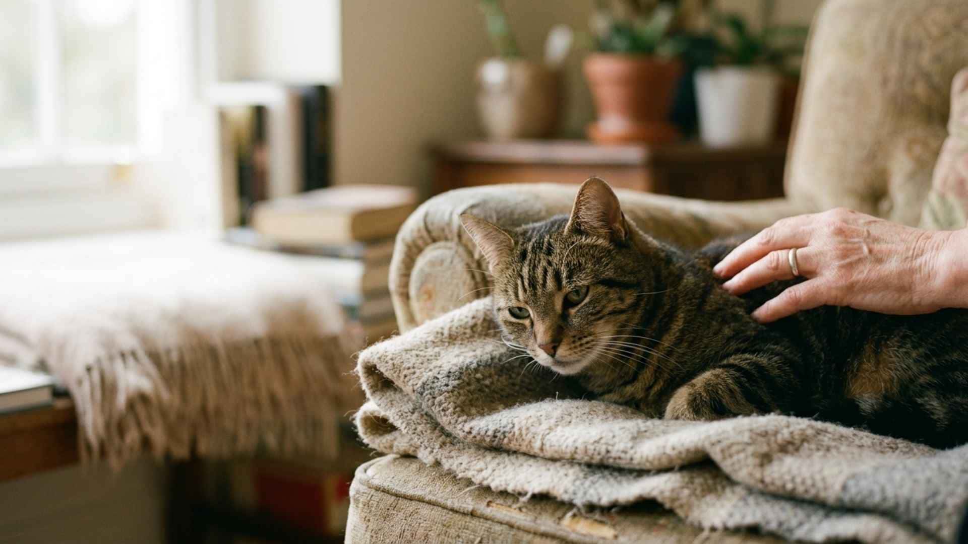 Gato con triaditis apatico tumbado